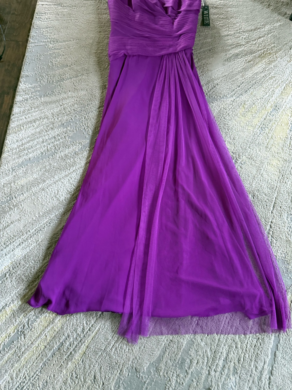 White Vera Wang purple one shoulder bridesmaid wedding guest dress 6 new - Picture 6 of 9